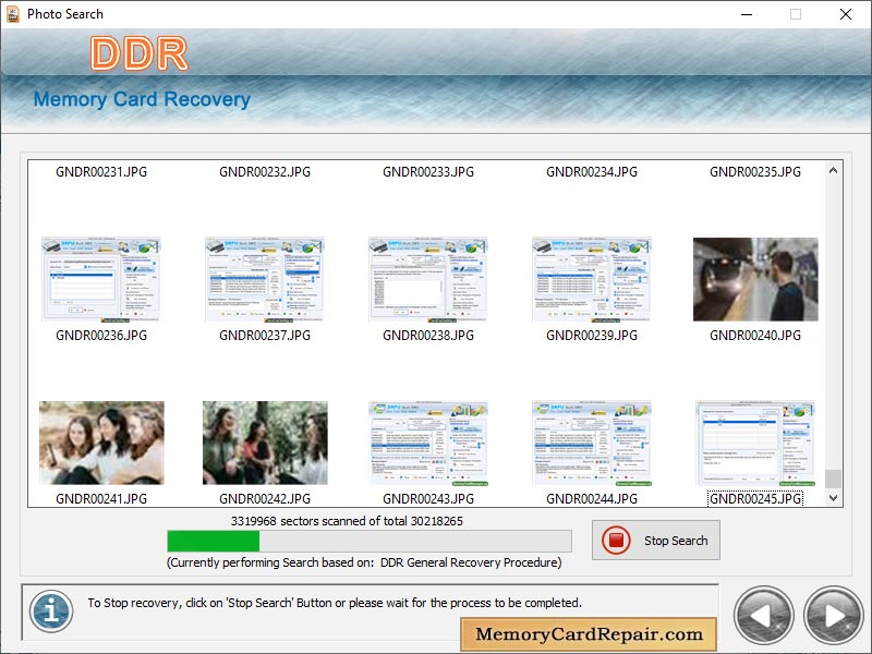 Screenshot of Memory Card Repair Software