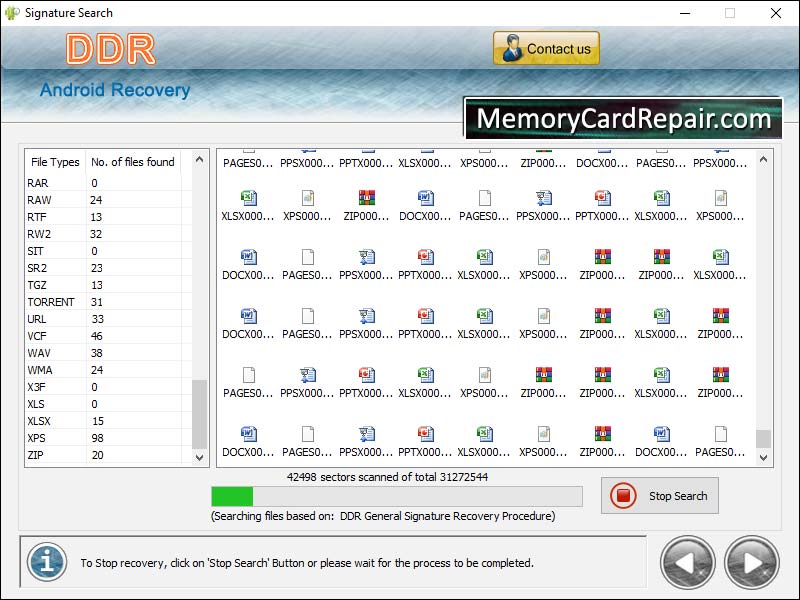 Screenshot of Android Files Repair Software